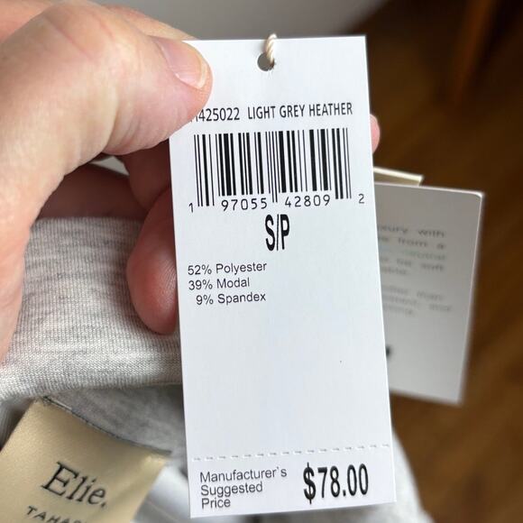 Elie Tahari NEW heathered gray 1/2 zip sweatshirt Modal blend Small oversized - Picture 7 of 10